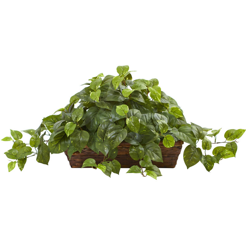 15'' Faux Ivy Plant in Wood Basket