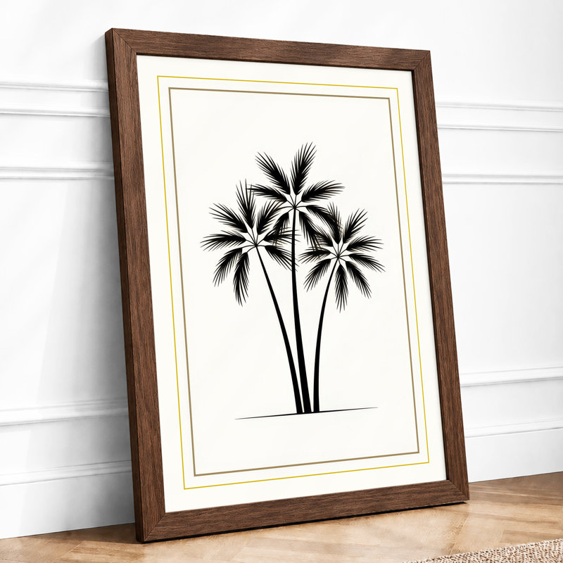 Geometric Palms Art Deco - Framed Print, A3 - 42.0 x 29.7 cm, Walnut