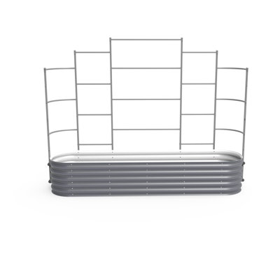 17" Tall 9 In 1 Modular Metal Outdoor Raised Garden Bed With Trellis