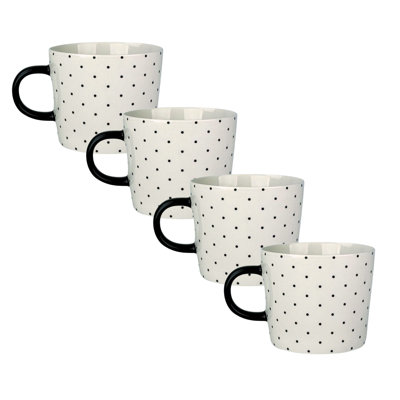 Oogle Polka Dot Mug 13 fl oz, Black/White