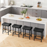 Bar Stools Set of 4, 24" Counter Height Upholstered Padded Barstools with Curved Surface