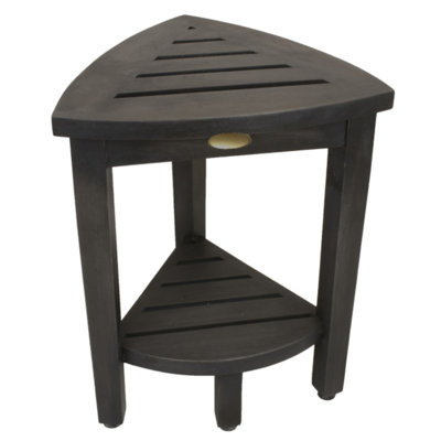 Mod Teak Curvilinear Corner Shower Bench With Shelf