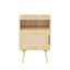 22.8" Oak Rattan Nightstand With Door And Open Shelf, Accent Side Table For Bedroom Or Small Spaces