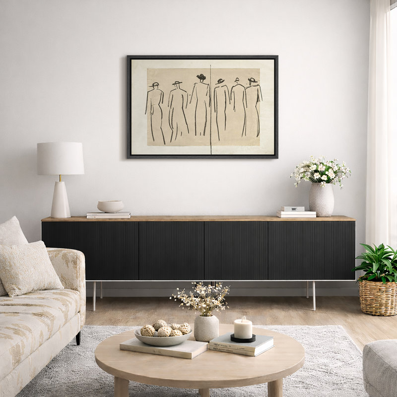 Œuvre d'art classique, croquis de figurine masculine rustique, ligne abstraite minimaliste rustique, art mural impression sur toile encadrée