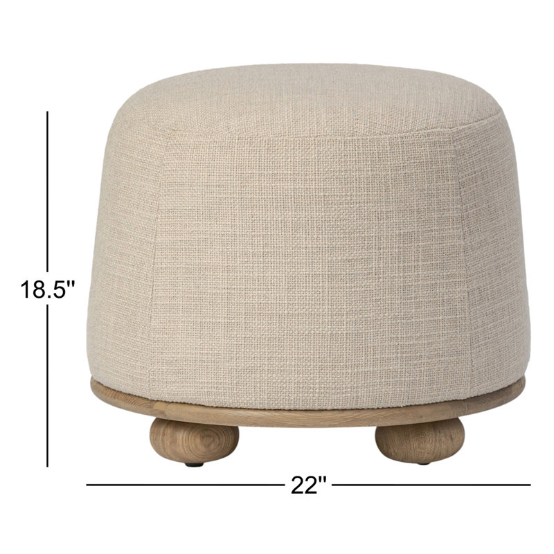 BILBURY Round Ottoman, Sand Textured Performance Basketweave