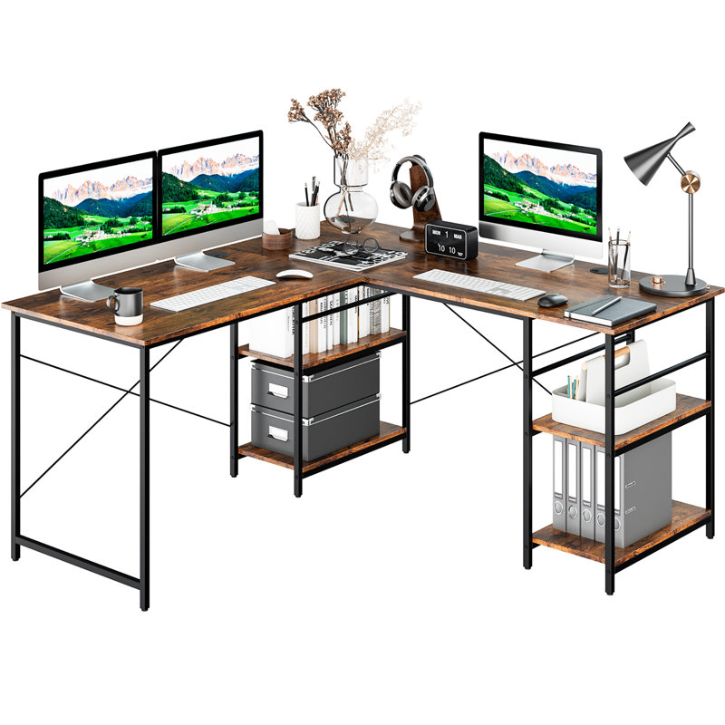 Bureau en L Sera, Brun rustique
