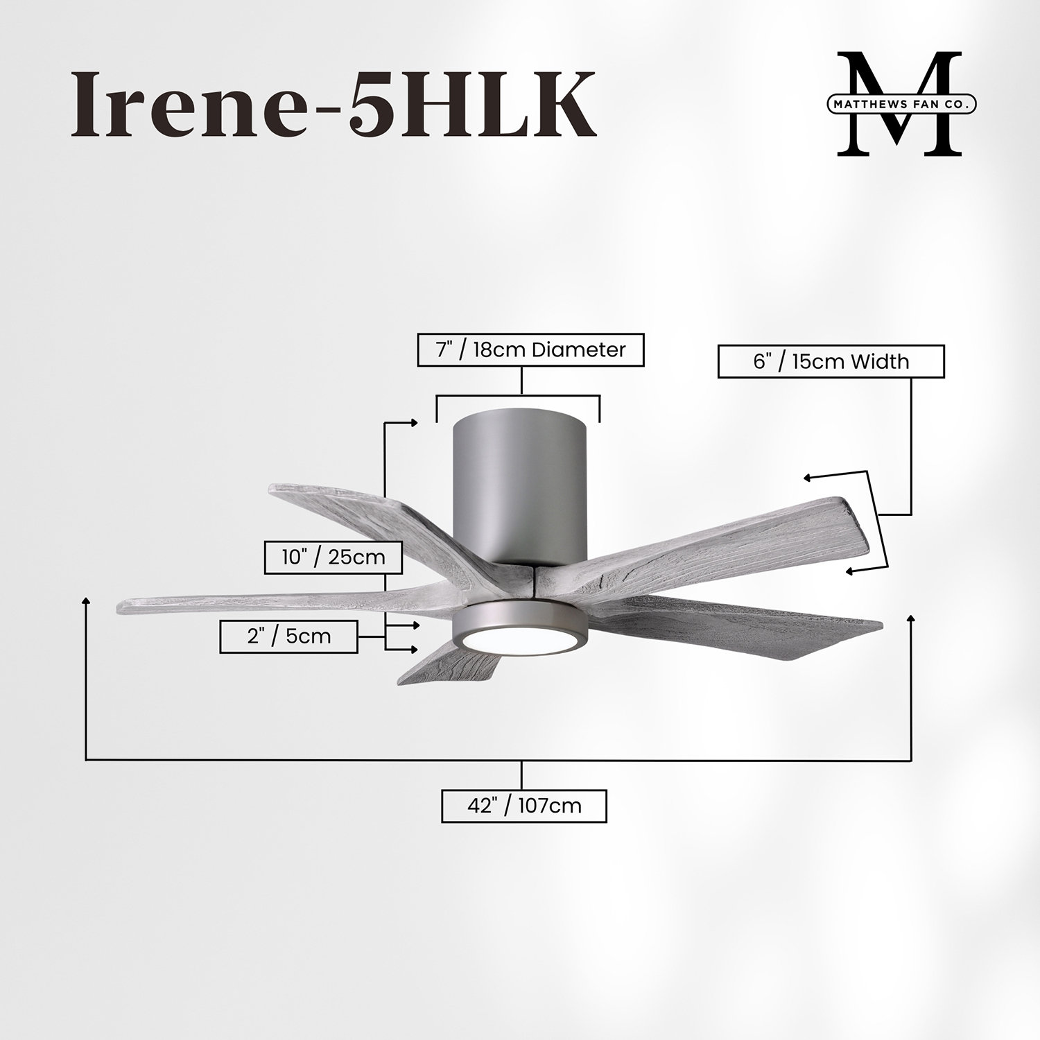 Irene Ceiling Fan with LED Light Kit, Brushed Nickel, 42", Barn Wood Tone