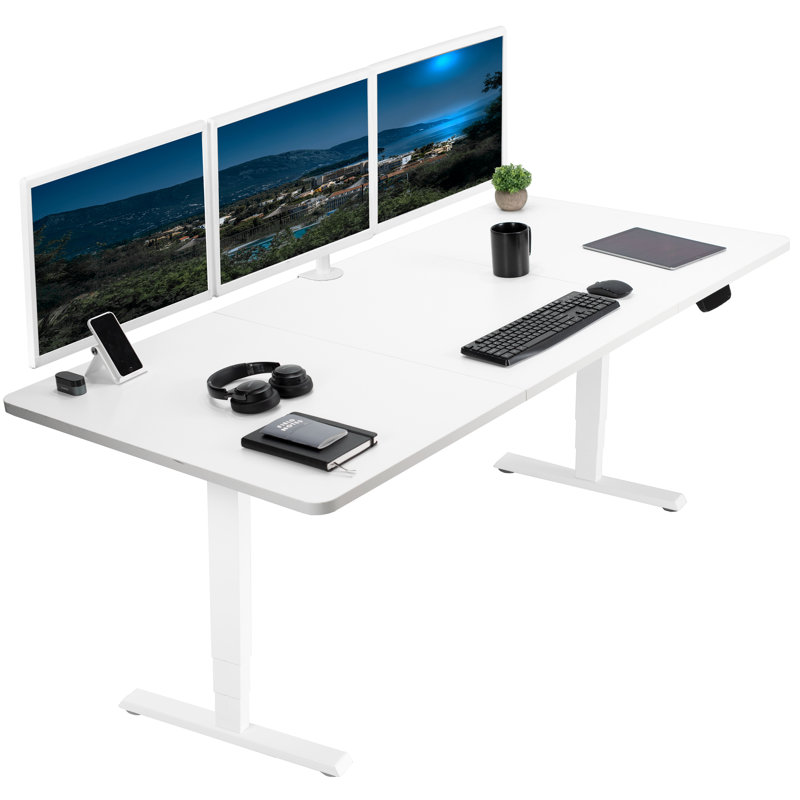 Electric Dual Motor Standing Desk, 71" White Top with Memory Preset