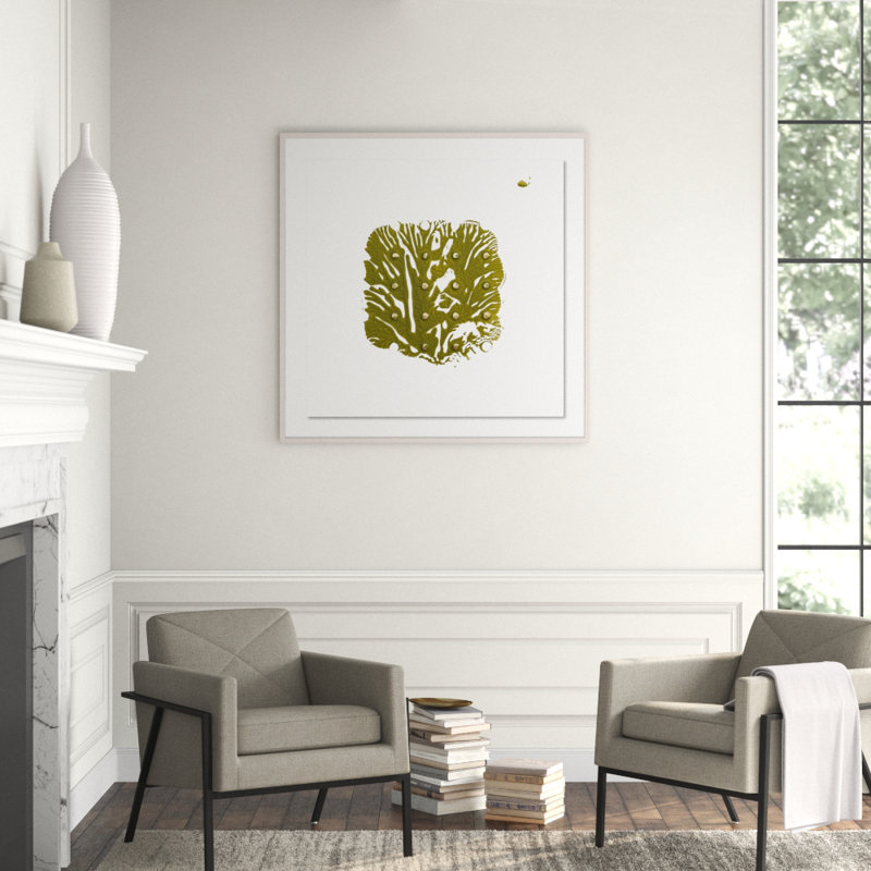 Green Golden Imprint 7 Print by Anne Mersmann, 48" H x 48" W x 2.5" D, White Wash