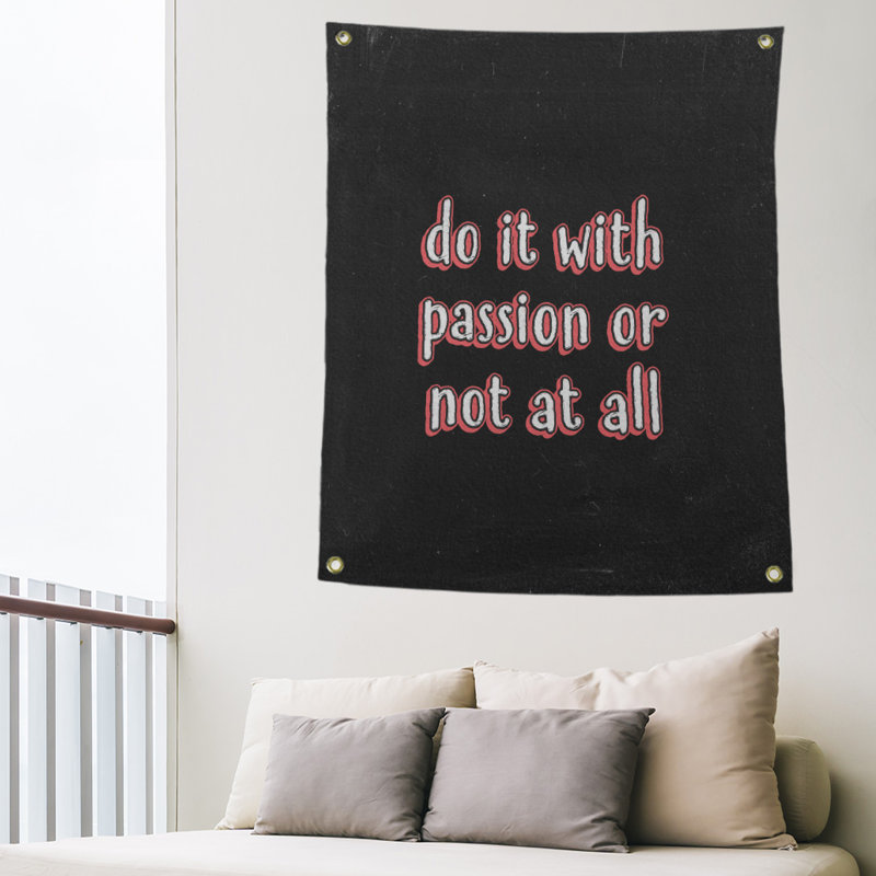 Tapisserie tableau noir en polyester citation passion, H 59 pi x l 50 po, Rouge