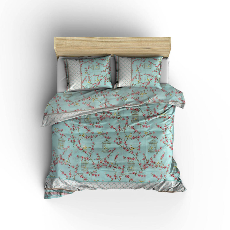 Schmidt Cotton Blend Duvet Cover Set, Dark Turquoise, 61" x 79" Duvet Cover + 1 Standard Pillowcase
