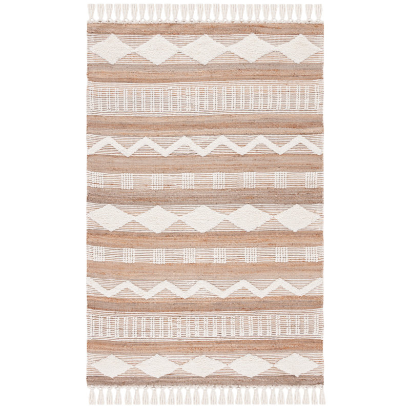 Tapis à motif géométrique en jute / laine / coton Atalee, Rectangle 4pi x 6 pi