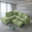 Canapé-lit convertible 82,67 pouces en chenille verte, canapé-lit modulaire en forme de L avec repose-pieds avec rangement, 2 coussins, prises électriques, ports USB-452730035