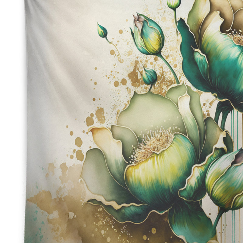 Polyester vert tapisserie Cally Lillies I, H 50 po x l 60 po
