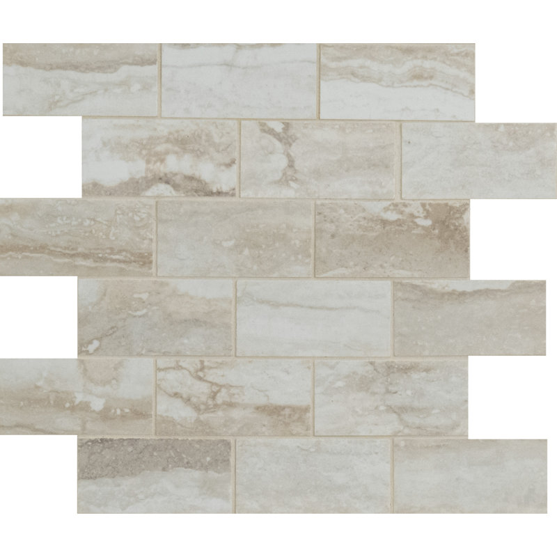 Beraldi 2 in. x 4 in. Polished Porcelain Mosaic Floor and Wall Tile, Kaui Pearl