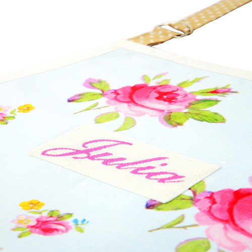 Vintage Rose Floral Bib Apron, Duck Egg