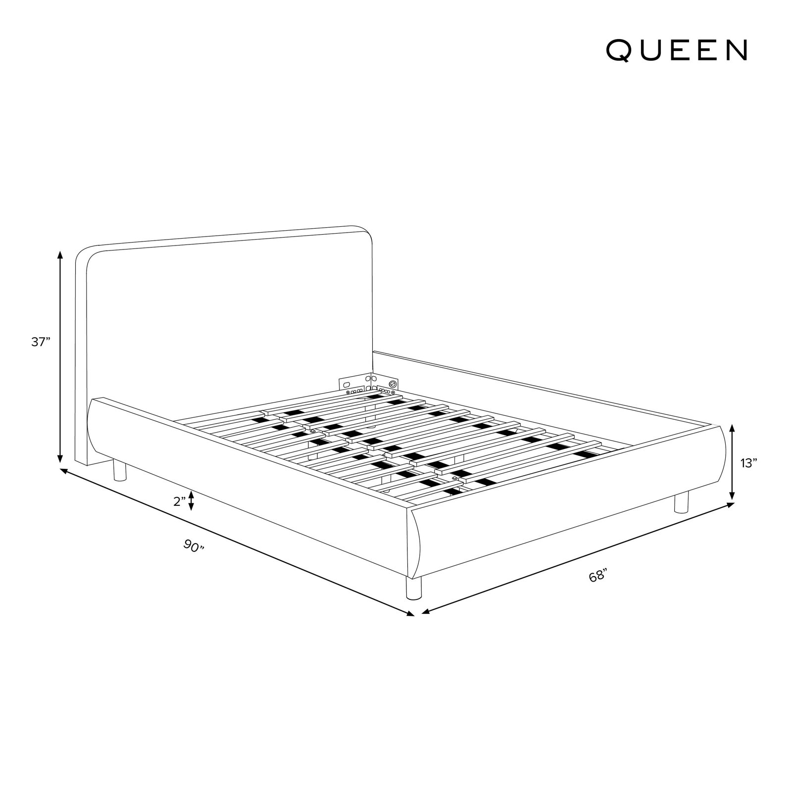 Cleophus Low Platform Bed, White, Queen