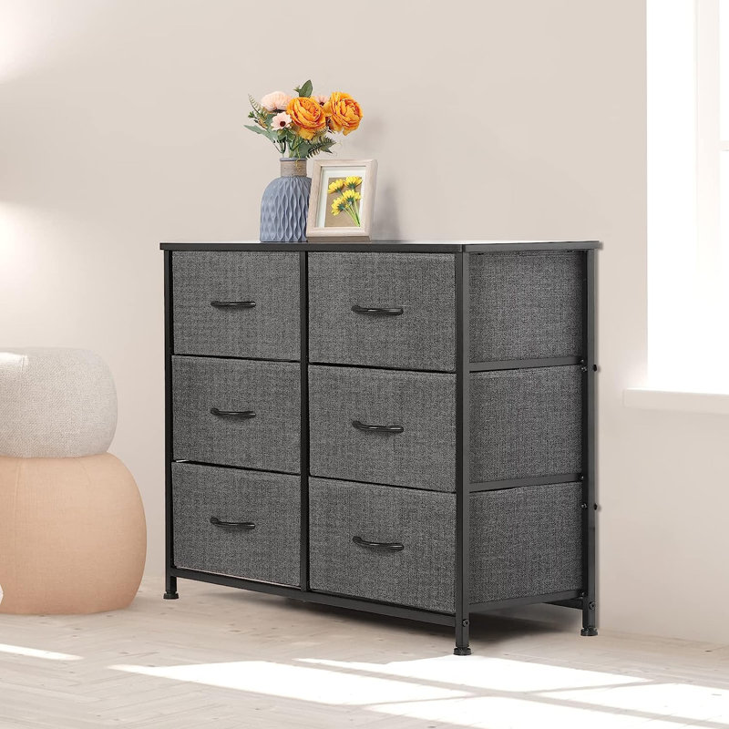 Commode 6 tiroirs Vazrig, gris