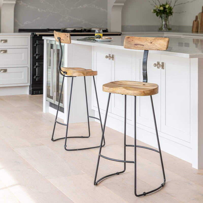 Alvada Counter Stool with Metal Frame, Natural/Black