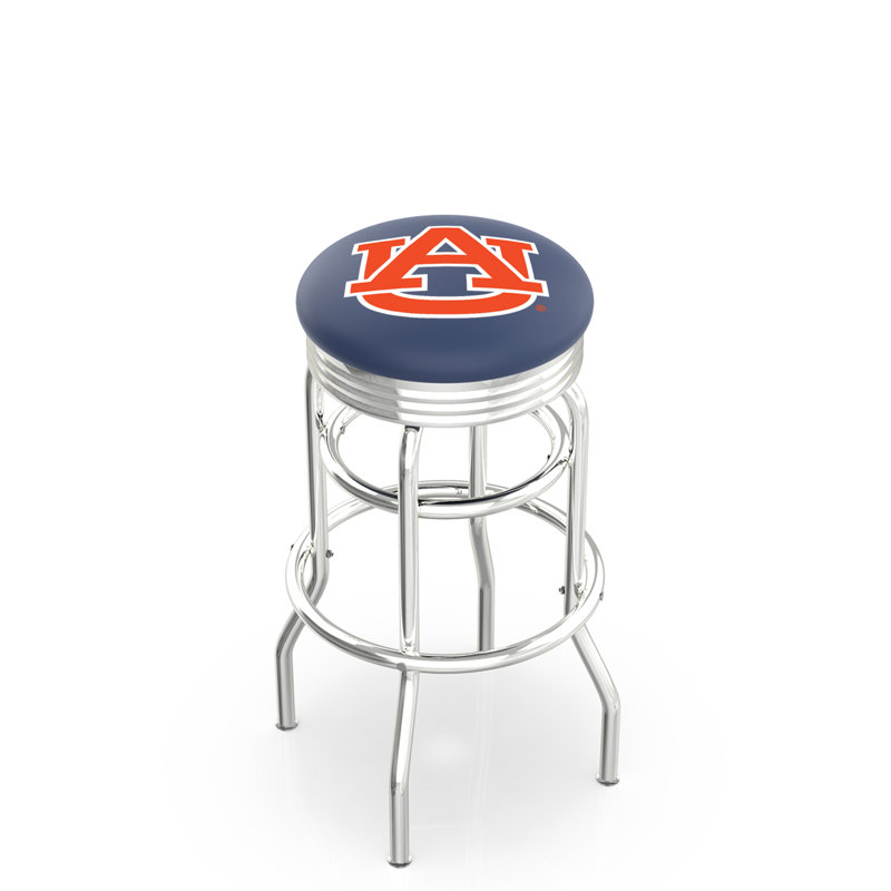 Tabouret de bar Logo Series, Tabouret de comptoir (siège d'une hauteur de 25 p, Double anneau chromé, Université Auburn