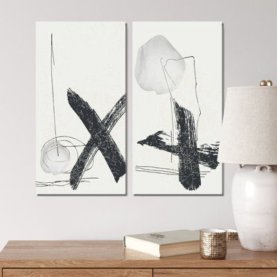 Trendy Abstracts with Vibrant Shapes VI - 2 Piece Painting Set