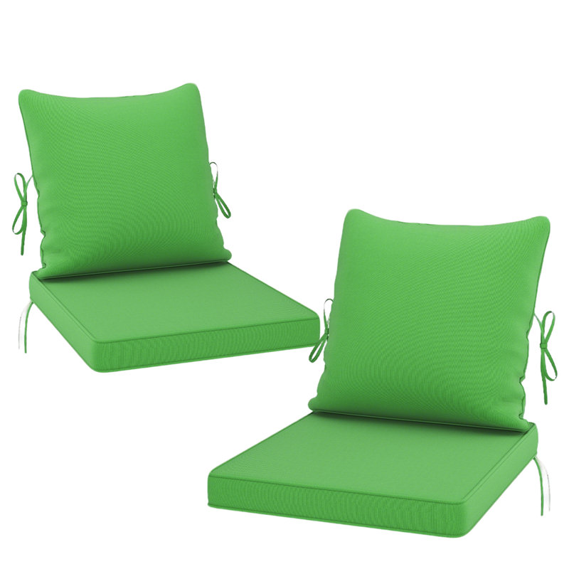 Outdoor 19 x 19 x 3.5 Inch High-Density Foam Cushion Set with Water-Repellent & UV-Resistant Cover for Outdoor Seat, Green