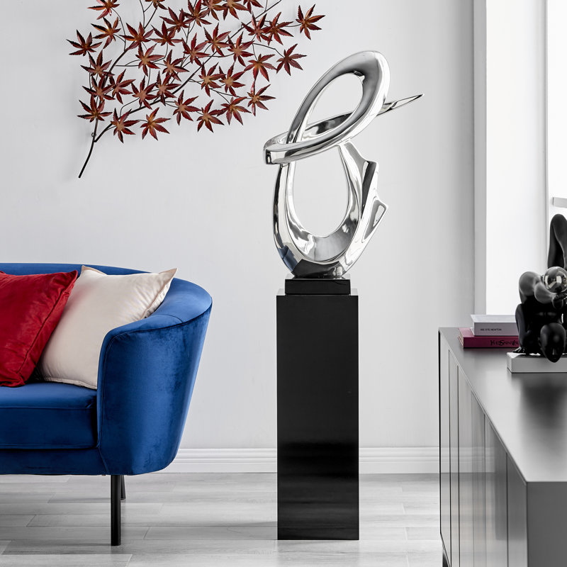 Divergent Abstract Figurines & Sculptures, Chrome/Black