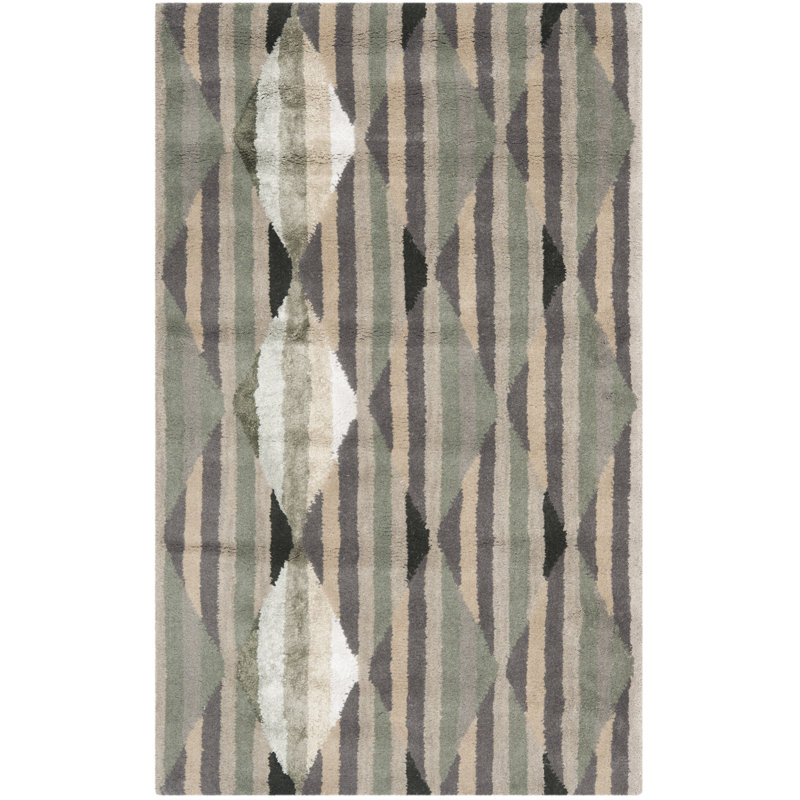 Wilkin Hand Tufted Wool Geometric Rug, Rectangle 4' x 6'