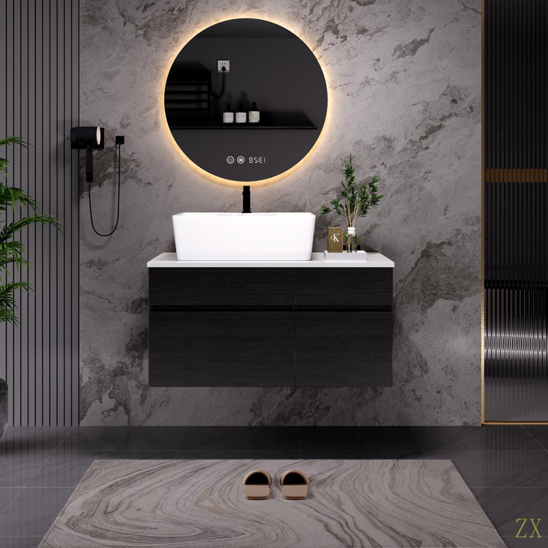 Petit meuble-lavabo flottant simple 31,5 pouces avec lavabo