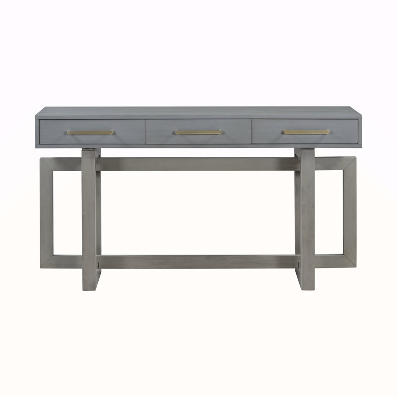 Console élégante avec trois tiroirs, Gris antique, Gris antique