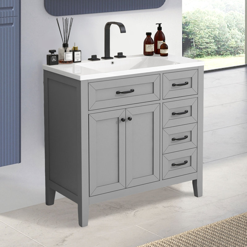 35.5'' Single Bathroom Vanity Base Only, Gray