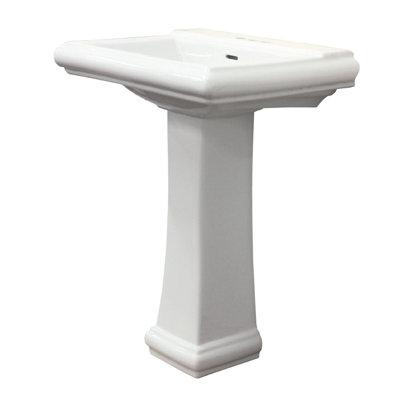 Lavabo de salle de bain rectangulaire en porcelaine vitreuse avec trop-plein Avalon