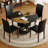Table And Chair Set.A 47.3-Inch Diameter Modern Spliced Color Circular Dining Table - Double-Layer Storage.Paired With Technology Fabric Dining Chairs, Simple And Versatile, Comfortable.-858491781-858491783