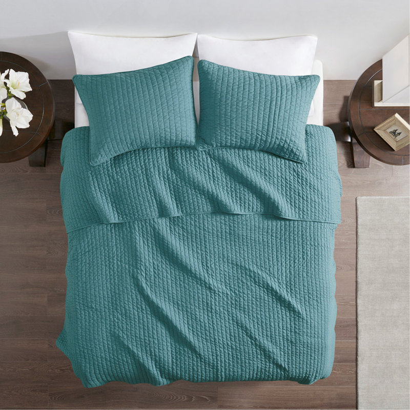 Ensemble de literie pour courtepointe pour lit double / grand bleu sarcelle 3 pièces, Sarcelle