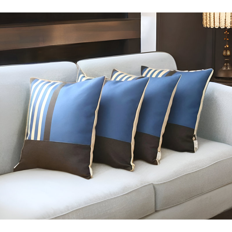 (Ensemble de) Quatre coussins décoratifs de 18 po, Bleu, Housse de coussin seulement - sans coussin