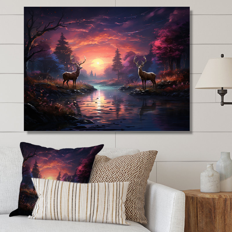 «Deer Enchanted Twilight I», reproduction sur toile, 30" H x 40" W, Toile tendue