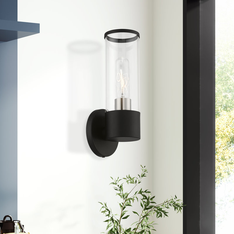 Christofer Steel Armed Sconce, Black/Brushed Nickel