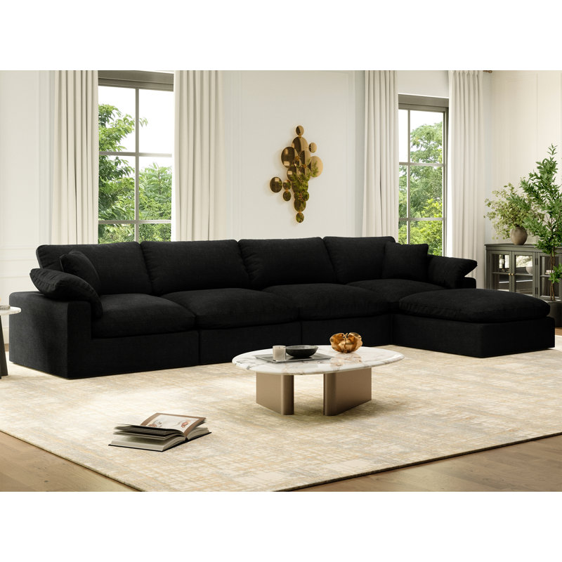 Canapé-lit modulaire Rawls, H 25,2 po x l 143 po x P 71,5 po, Noir, 5