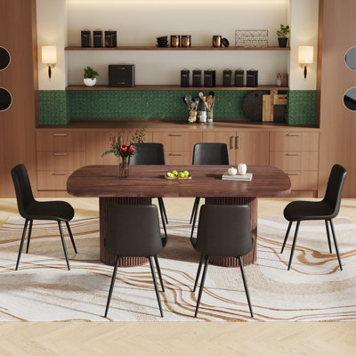 79'' Large Farmhouse Kitchen Dinning Table Set Double Robust Pedestal