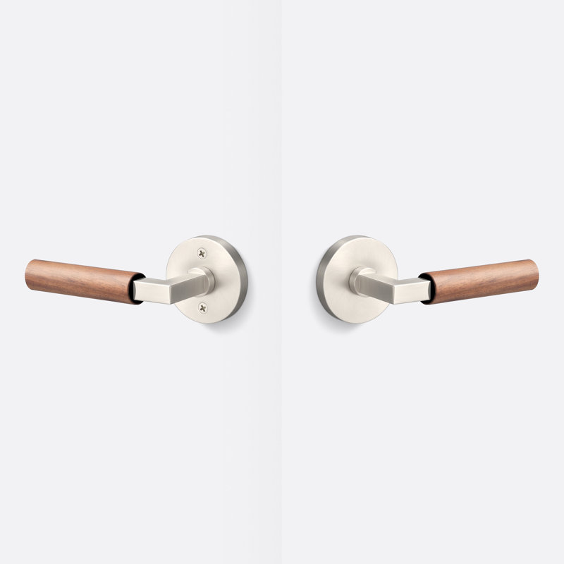 Levanto Round Passage Rosette, Walnut Grip, Satin Nickel