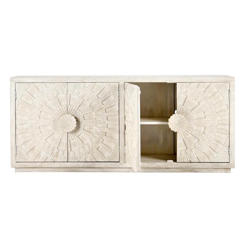 Apollo 84'' White Wash Mango Wood Sunburst Sideboard