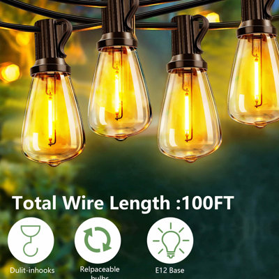 60FT Solar String Lights with Remote, Waterproof Dimmable Outdoor Patio Lights for Backyard Garden
