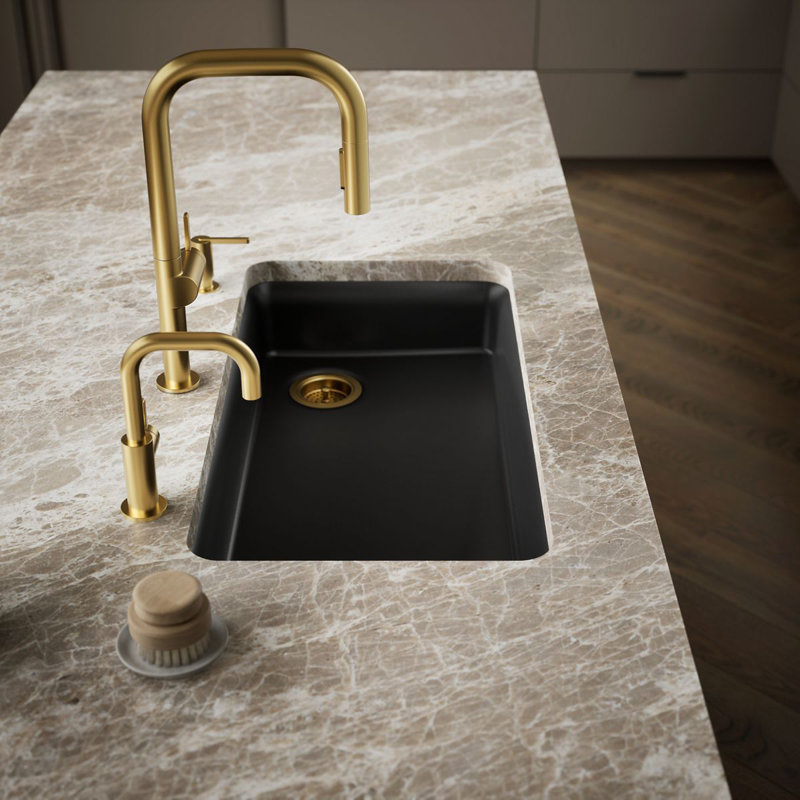 Cairn 33 In. X 18-5/16 In. X 5-11/16 In. Undermount Single-Bowl Kitchen Sink, Matte Black