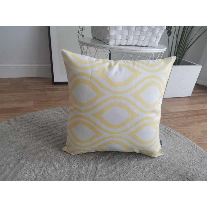 Housse de coussin extérieure imprimée sur fond blanc (simple), Jaune