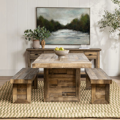 Omni 3-piece Reclaimed Pine Wood Dining Table Set