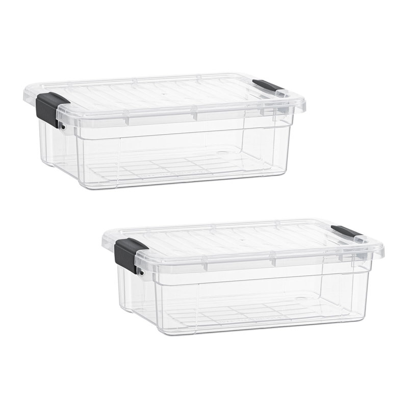  Boîte de rangement transparente avec couvercle, bacs de rangement en plastique de 4,5 pintes pour l'organisation, caisses empilables, sans BPA, non toxiques, sans odeur, organisateurs pour la maison, le bureau, l'école et le dortoir, paquet de 2