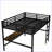 Queen Size Metal Loft Bed with Power Outlet, LED Lights &amp; Noise Reduction, Black-1787658649