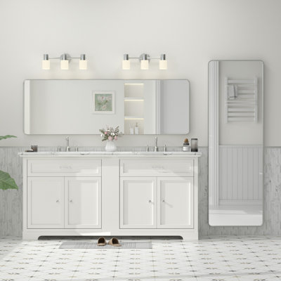 Molly Tempered Glass and Metal Framed French Cleat Mounted Wall Bathroom / Vanity Mirror
