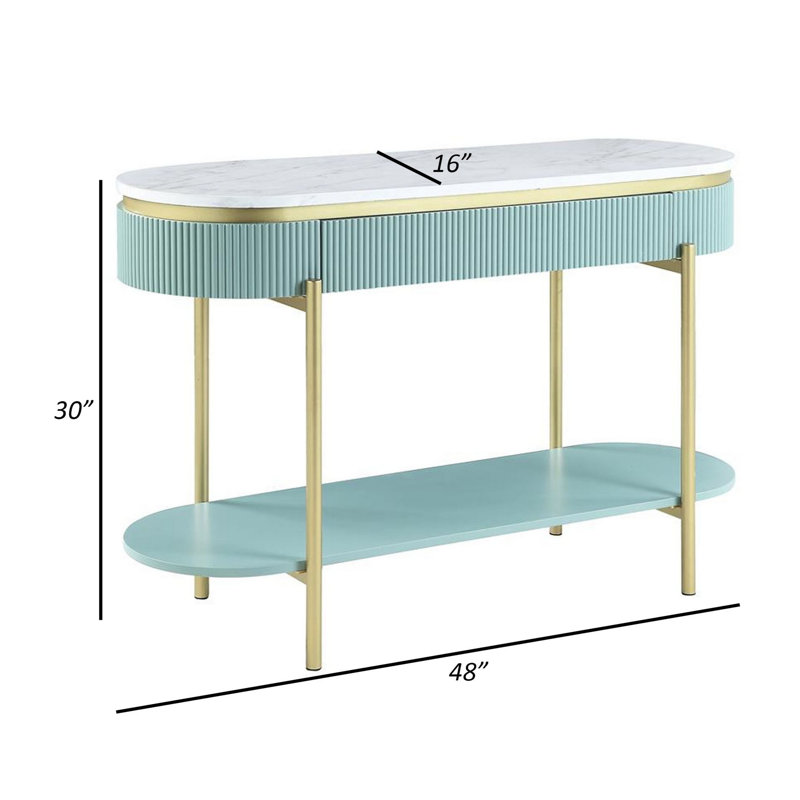 Console de 48 po Maxym, Bleu sarcelle / or