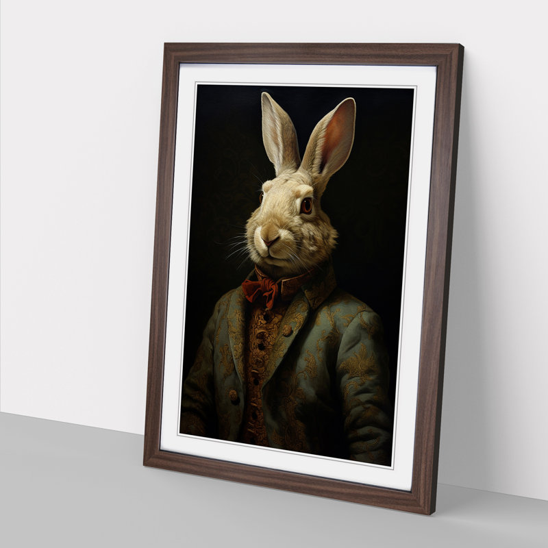 Rabbit Renaissance - Framed Print, 34cm H x 25cm W x 2cm D, Walnut 